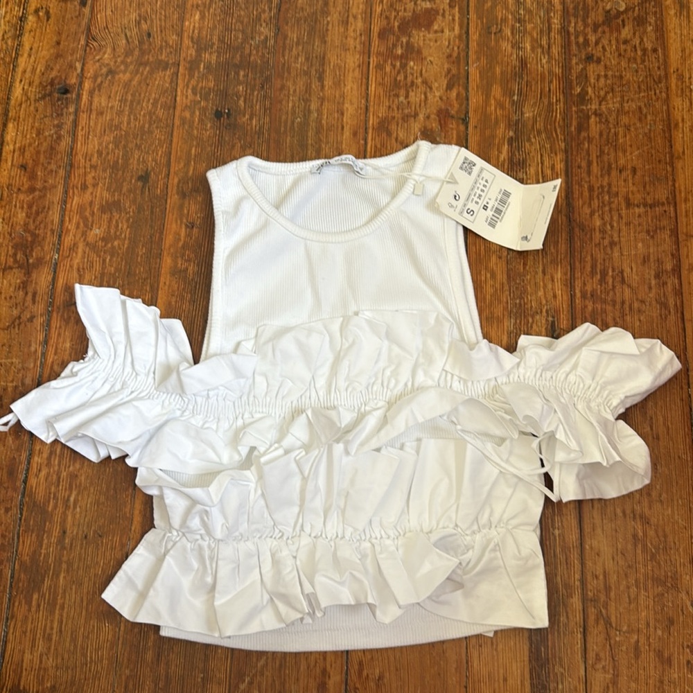 Zara white crop top
